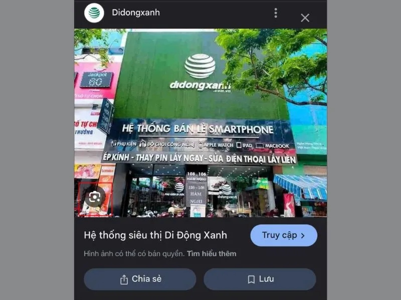 Sang phần hình ảnh và nhấn Icon Camera