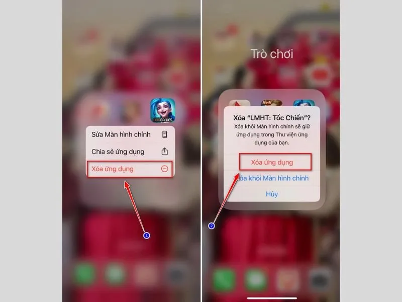 Xóa game để tải lại nhằm cải thiện tình trạng lỗi Vào game bị văng ra iPhone