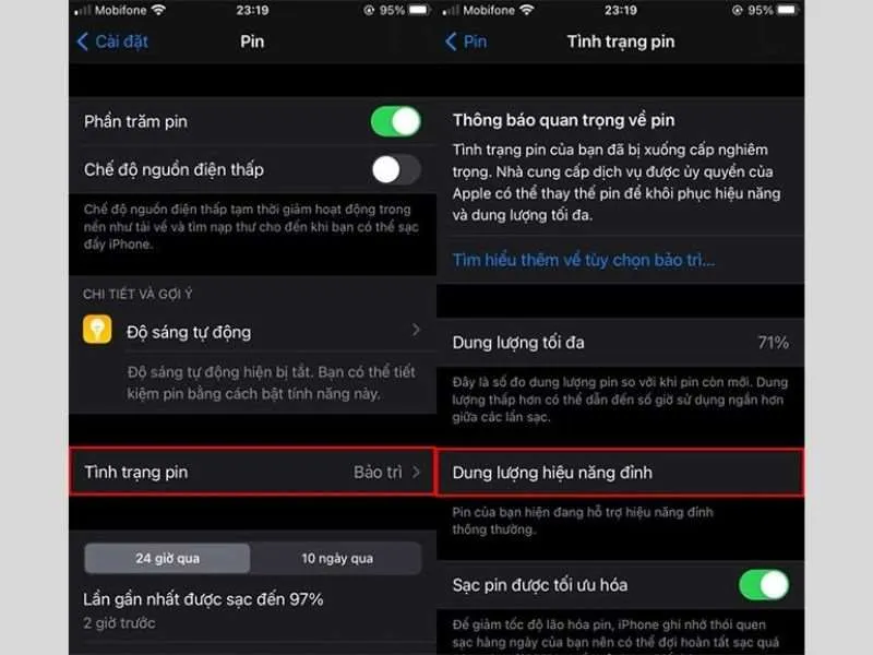 Tình trạng Pin iPhone