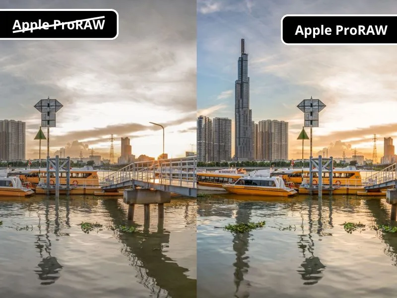 Ảnh bến tàu chụp bằng Apple ProRAW
