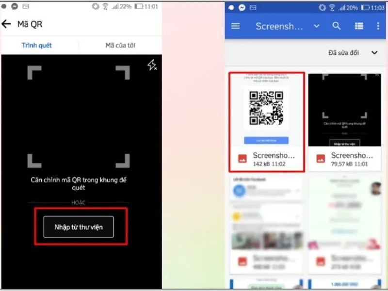 Chọn mã QR có sẵn trong thư viện hình ảnh