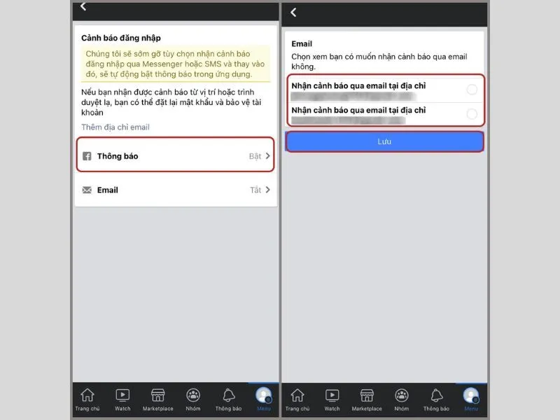 Địa chỉ email nhận thông báo
