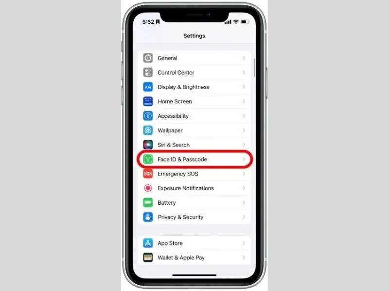 Mở Face ID và nhập mật khẩu