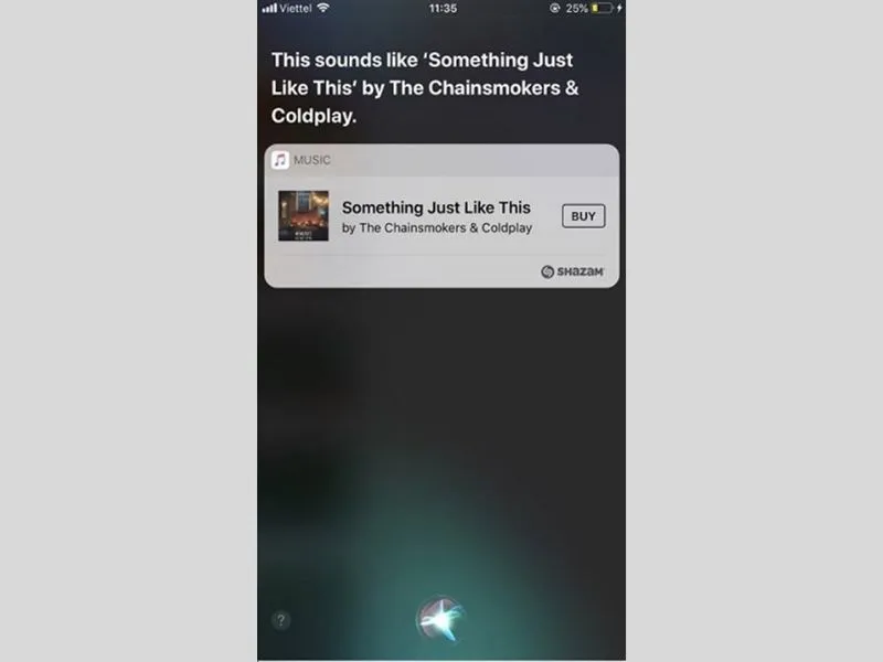 Kết quả trả về ngay khi Siri nhận thông tin