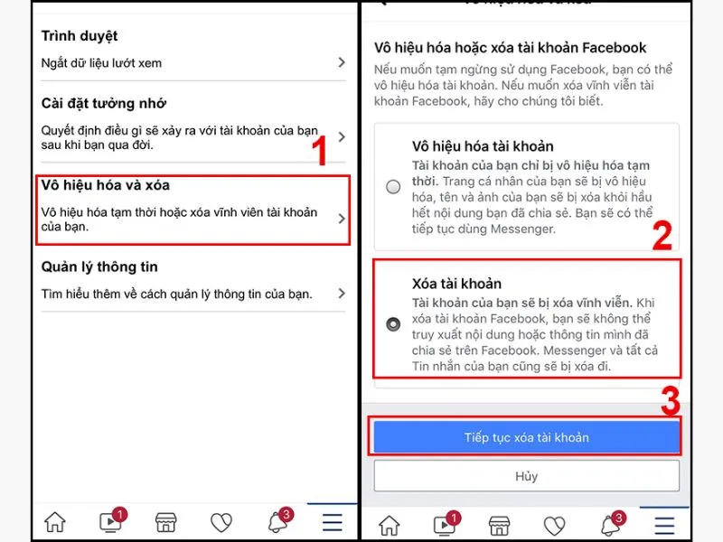 Cách xóa tài khoản facebook trên iphone 