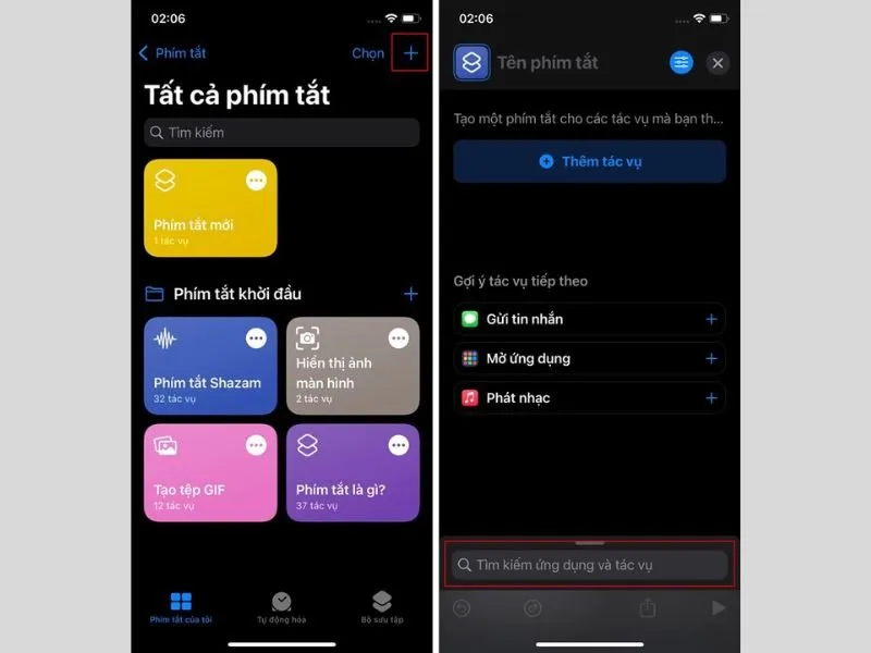 Mở ứng dụng phím tắt và bắt đầu Chuyển ảnh sang PDF trên iPhone