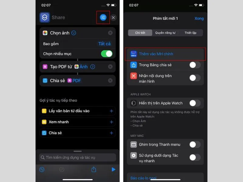 Thêm vào màn hình chính iPhone