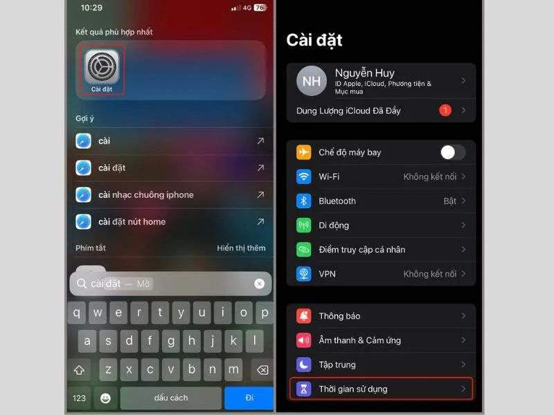 Tùy chọn về thời gian sử dụng