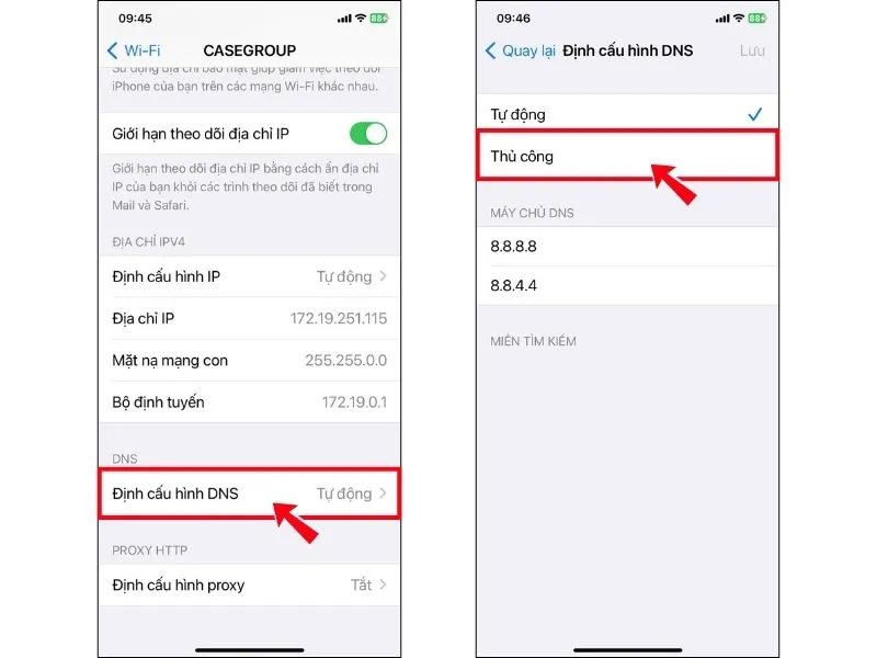 Không đăng nhập được gmail trên iPhone - Thay đổi DNS
