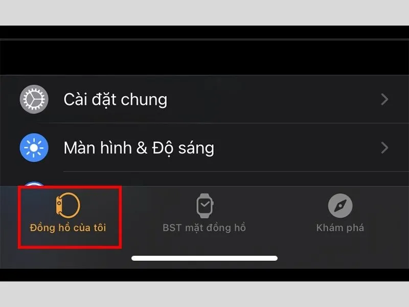 Trên app Apple Watch ở iPhone