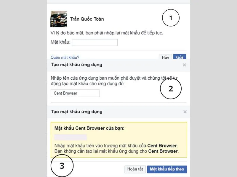 Thao tác đặt mật khẩu