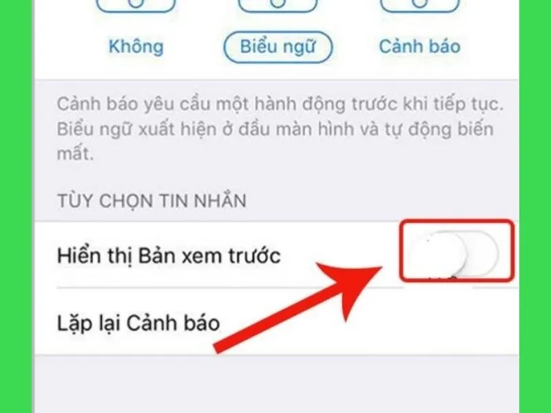 Tắt tính năng Hiển thị bản xem trước