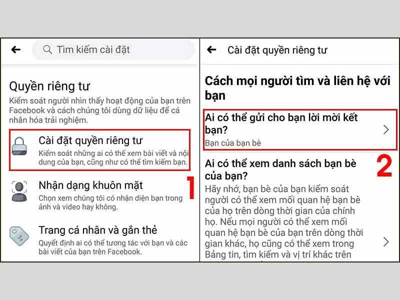 Thay đổi đối tượng để mở chặn kết bạn