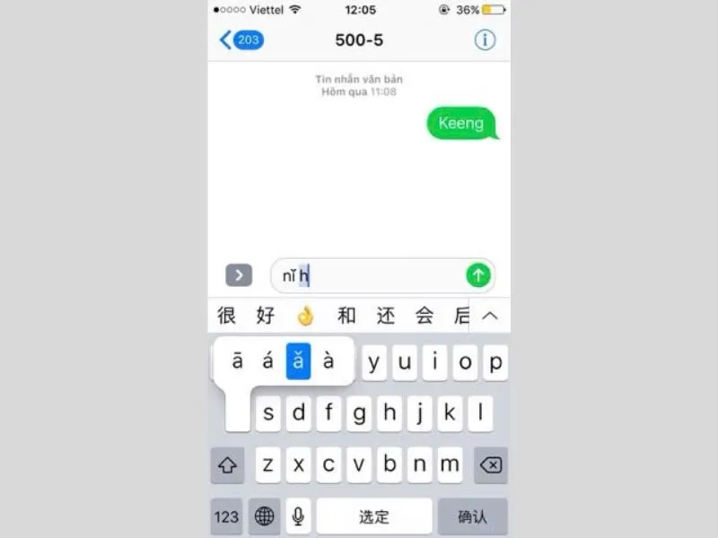Cách gõ pinyin có dấu trên iphone vừa thiết lập xong