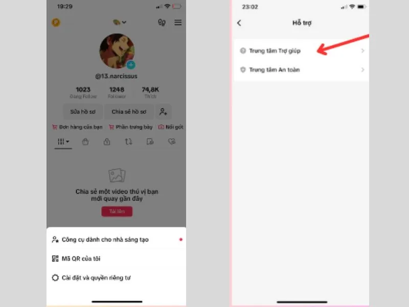 Liên hệ trực tiếp với tiktok