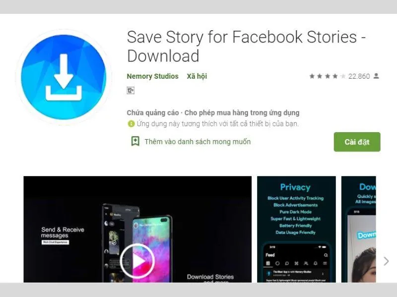 Ứng dụng hỗ trợ Cách tải Story của người khác trên Facebook