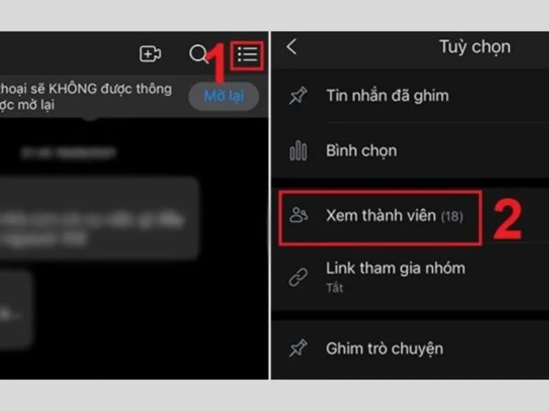 Mở nhóm chat chung của bạn và người đó