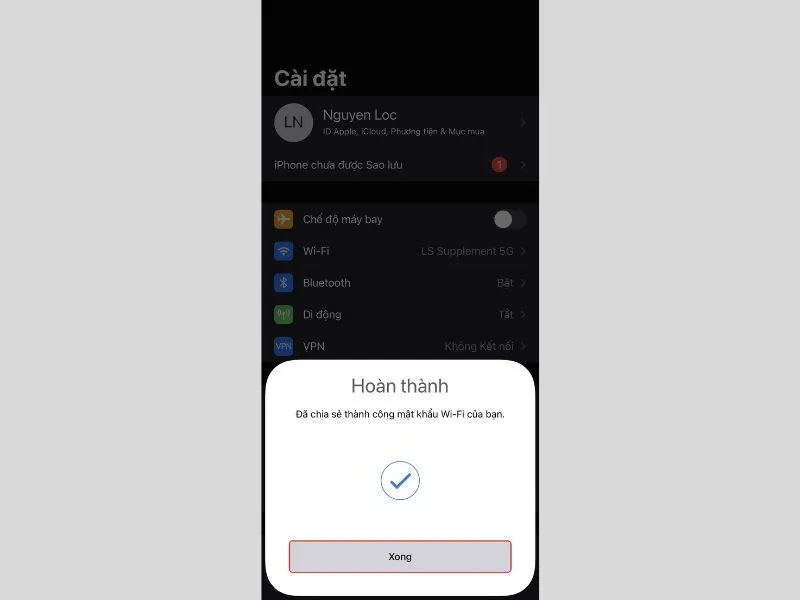 Thành công kết nối với Wifi
