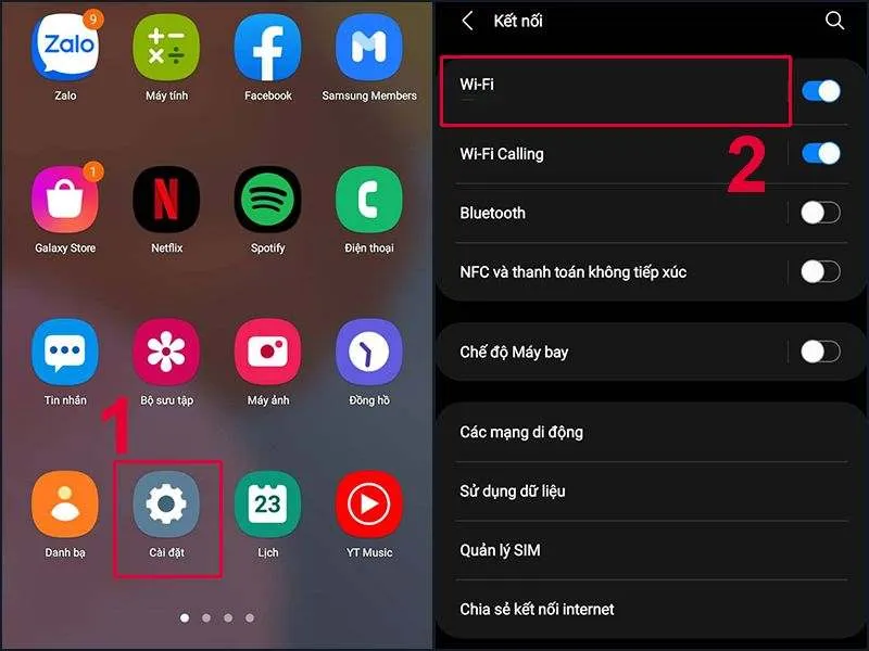 Gạt thanh công tắc ở mục Wifi