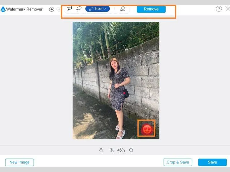 Khoanh vùng khu vực có icon cần xóa