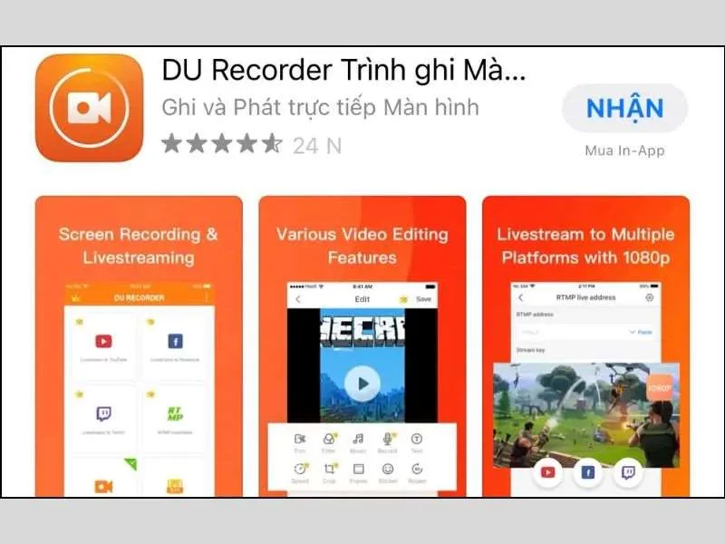 Ứng dụng quay màn hình iPhone miễn phí