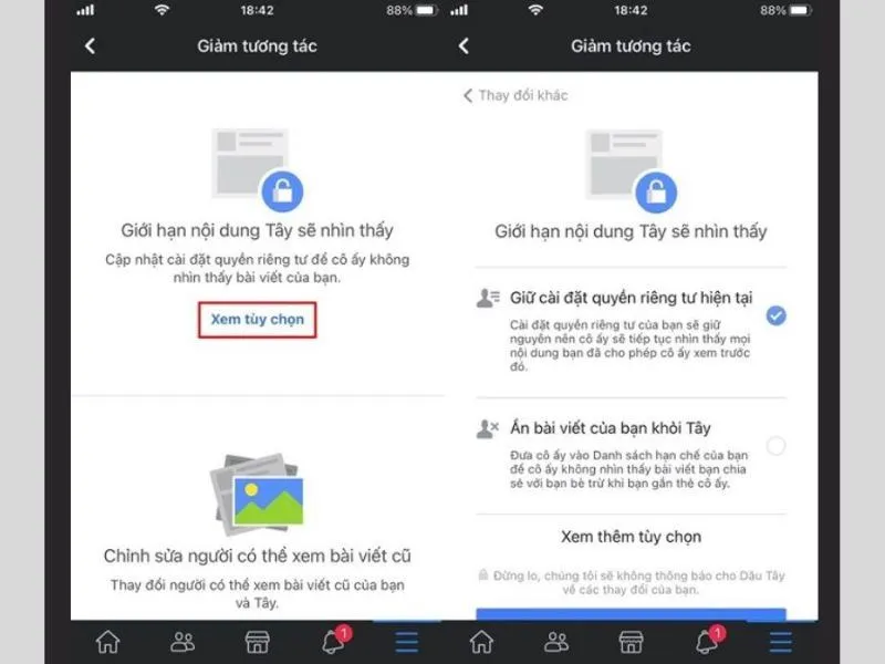 cách giảm tương tác bạn bè trên facebook nhanh