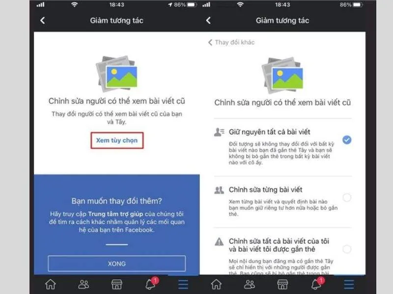 Thay đổi cài đặt đối với những bài viết cũ