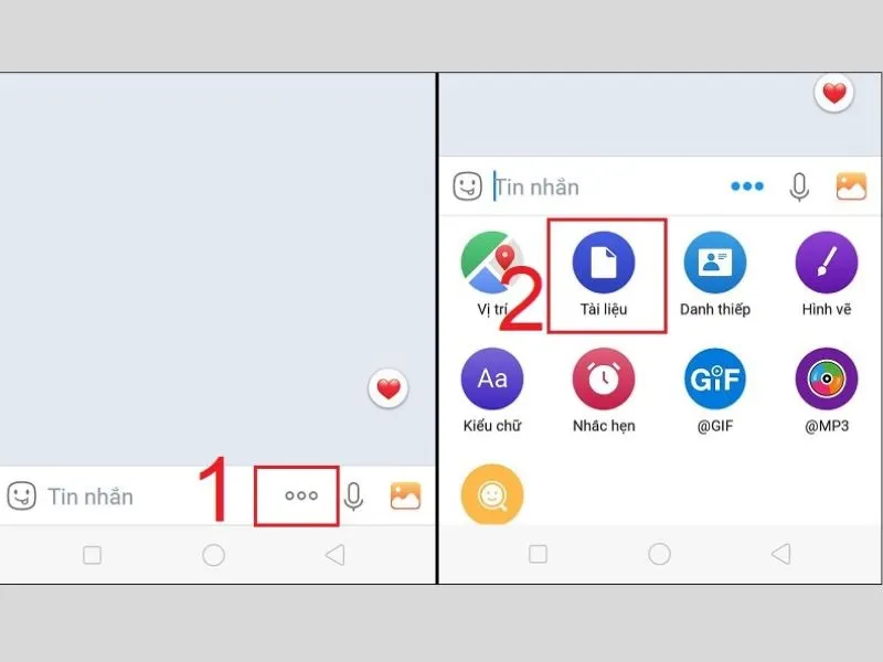 Cách gửi Video trên 100MB qua Zalo - Chọn gửi file tài liệu
