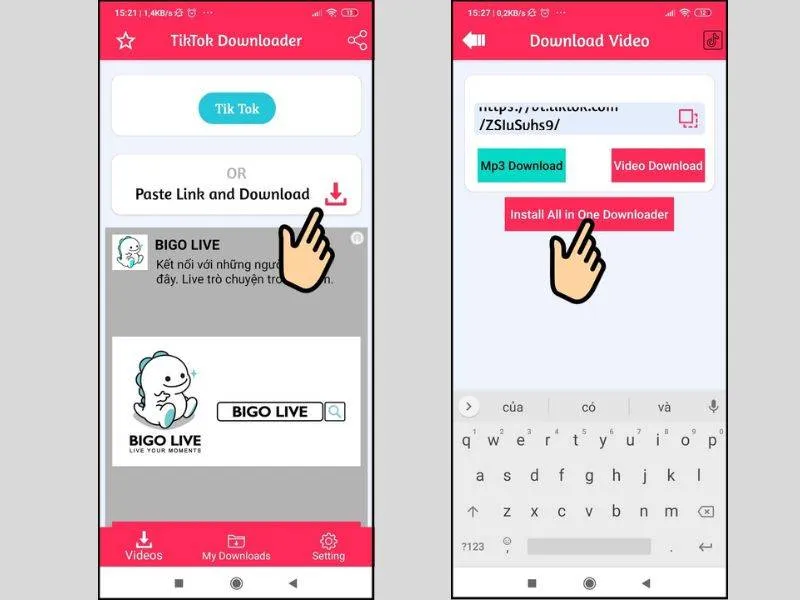 Dán link đã sao chép vào ô tìm kiếm