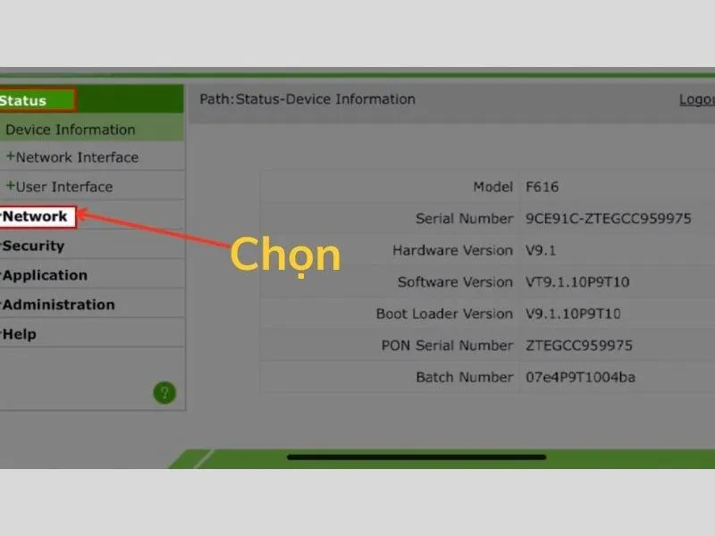 Chọn Network