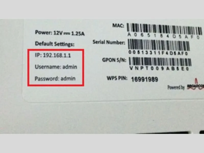 Tìm kiếm tài khoản và mật khẩu dưới modem