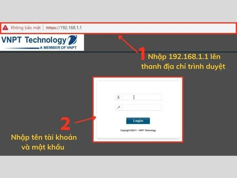 Đăng nhập vào trang web quản lý của VNPT