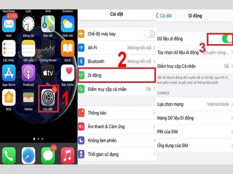Kích hoạt dữ liệu di động trên iPhone