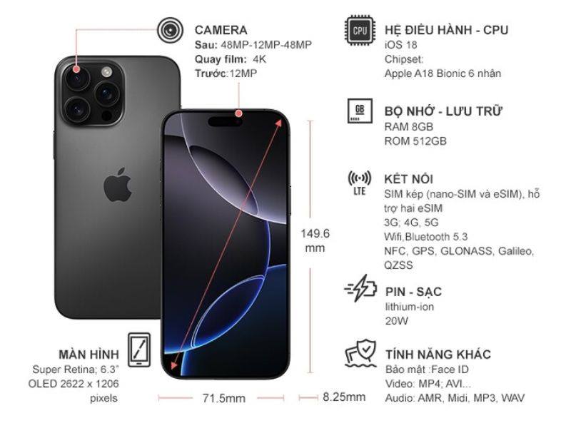 iPhone 16 Pro 512GB cũ đẹp 99% - Zin nguyên bản giá tốt