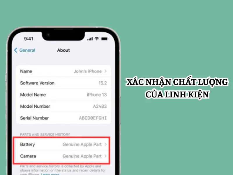 xác nhận iphone báo linh kiện chính hãng