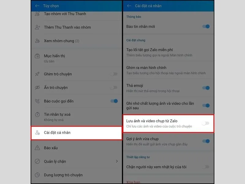 Gạt thanh sang chế độ OFF (màu xám)