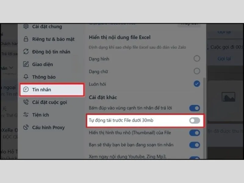 Bỏ tự động tải về những file dưới 30mb