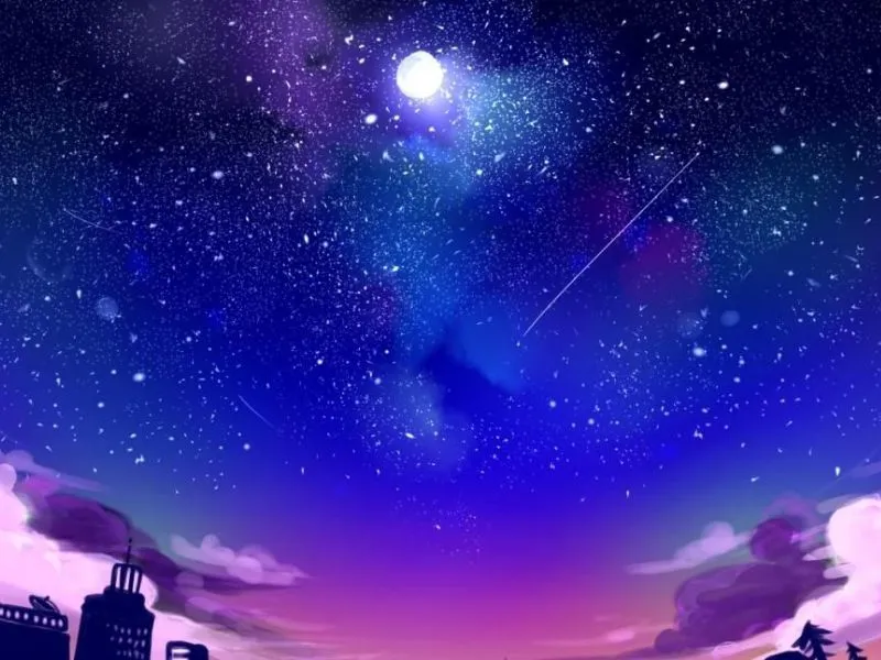 Hình nền anime bầu trời đầy sao