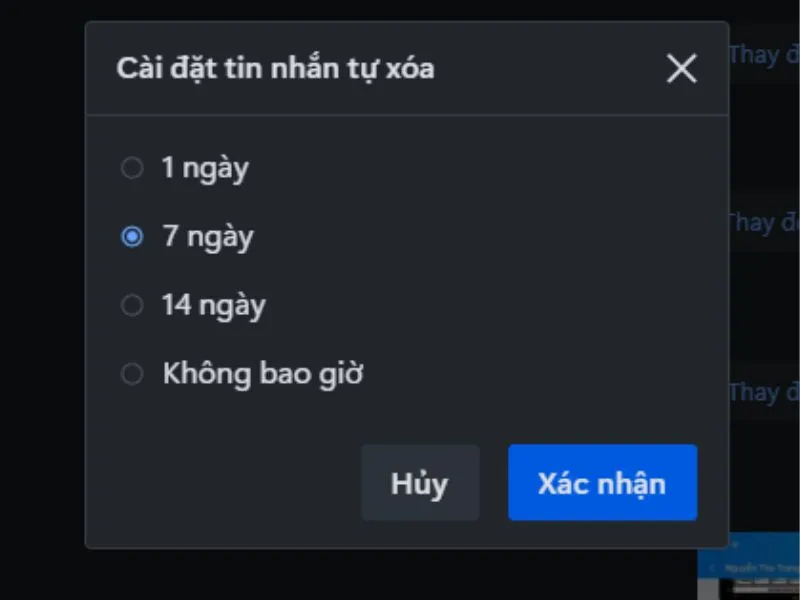 Tùy chọn thời gian và nhấn xác nhận