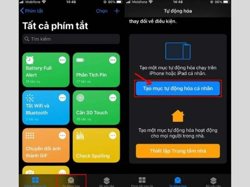 Tạo thêm mục tự động hóa