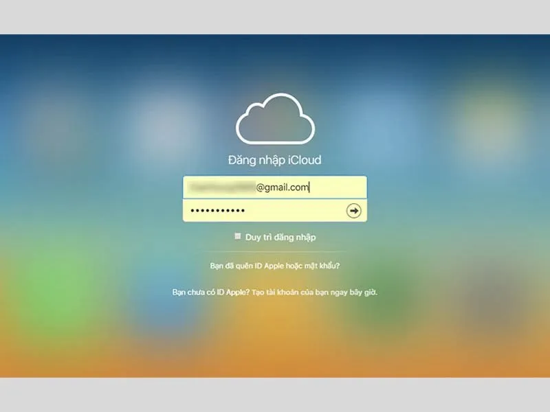 Đăng nhập tài khoản iCloud