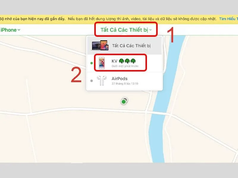 Chọn đúng tên thiết bị bị mất