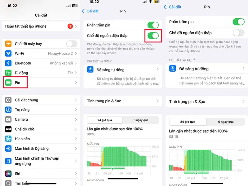Tắt chế độ nguồn điện thấp để tránh bị tối màn hình iPhone