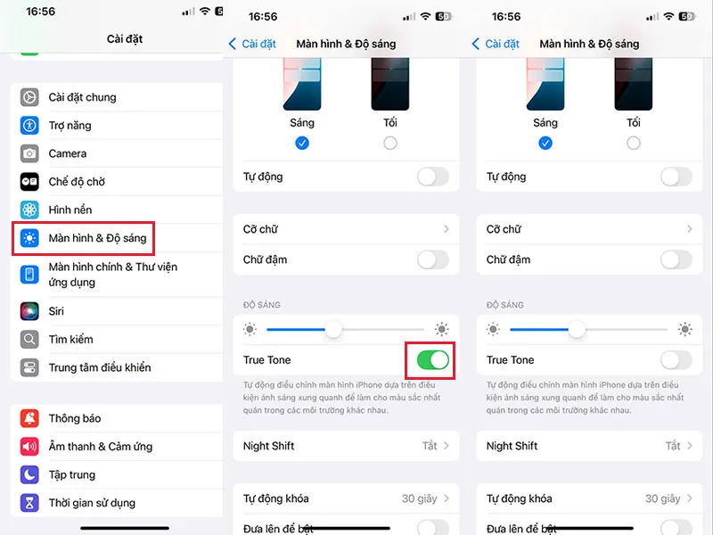 Tắt cài đặt tính năng True Tone trên iPhone
