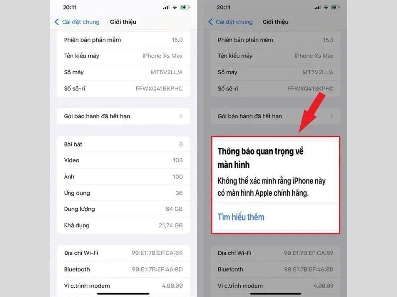 Không nên mua iPhone thay màn không chính hãng