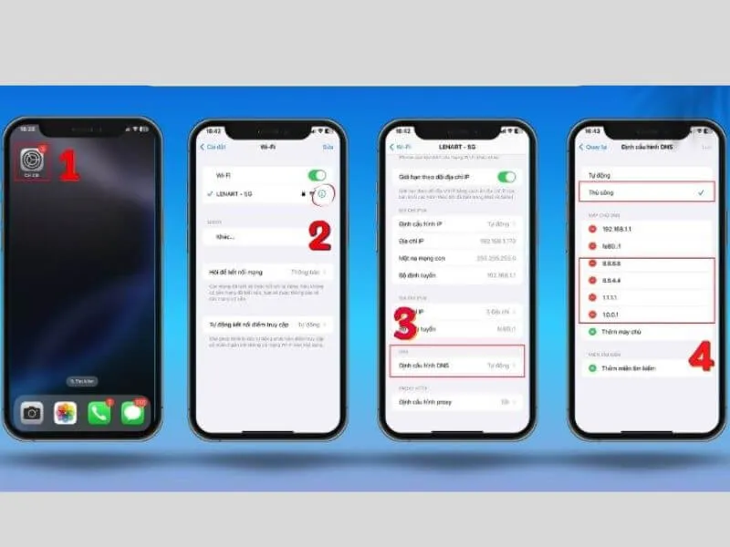 Cách vào telegram khi bị chặn trên iPhone bằng đổi DNS