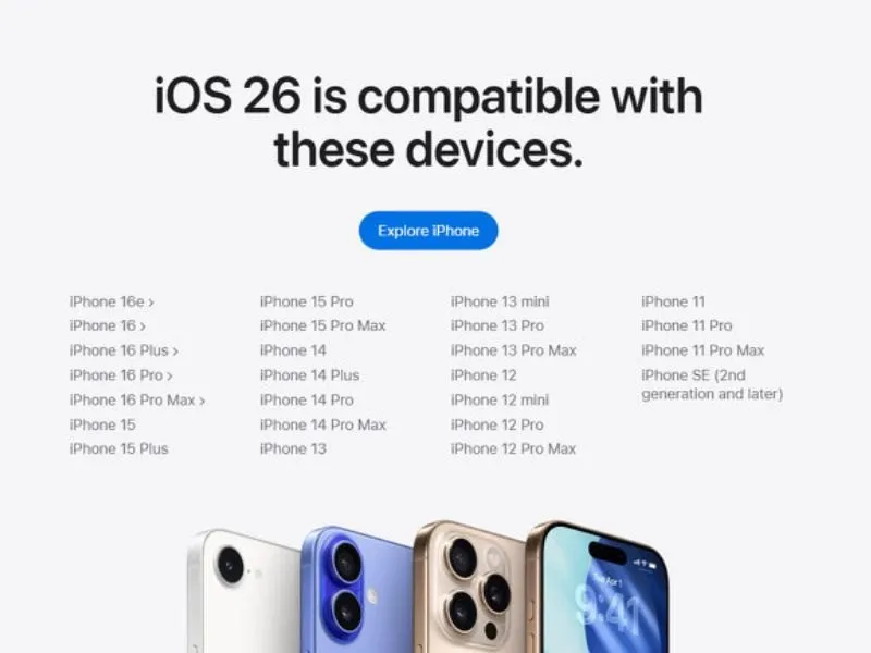 iOS 26 hỗ trợ máy nào năm 2025