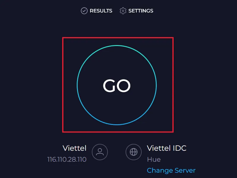 Nhấn GO để kiểm tra tốc độ WiFi