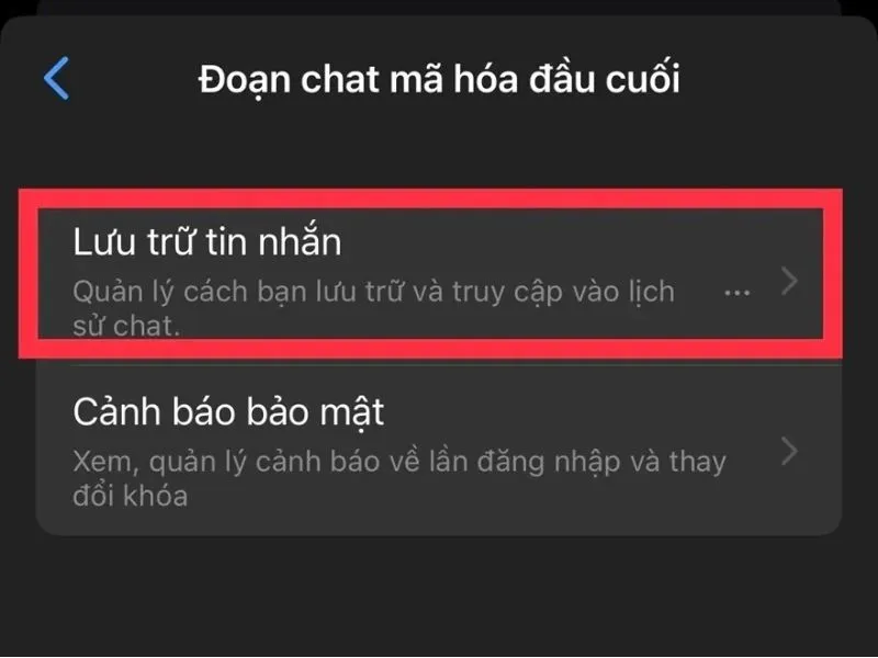 Vào mục Lưu trữ tin nhắn để tắt mã hóa trên iPhone