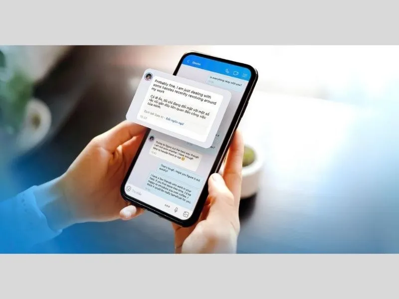 Sử dụng iPhone/Samsung để chat và dịch trực tiếp